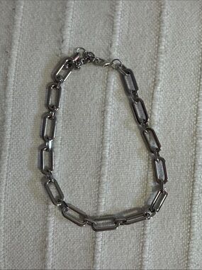 Polished Silver Rectangular Link Necklace